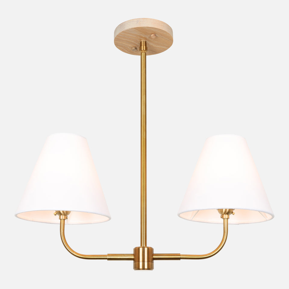 Cornsilk Oak, Antique Brass, White Linen Shade