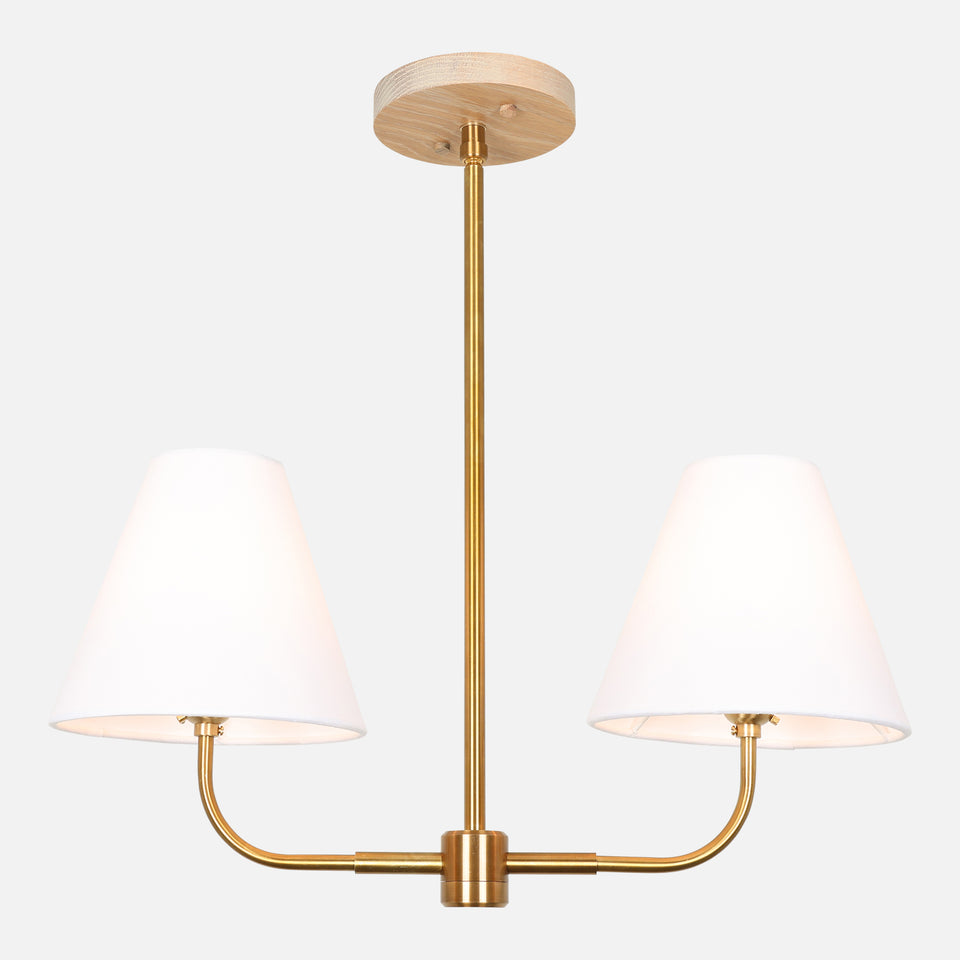 Cornsilk Oak, Antique Brass, White Linen Shade