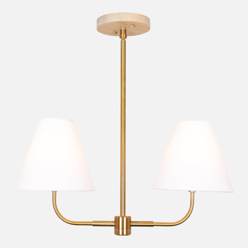 Cornsilk Oak, Antique Brass, White Linen Shade