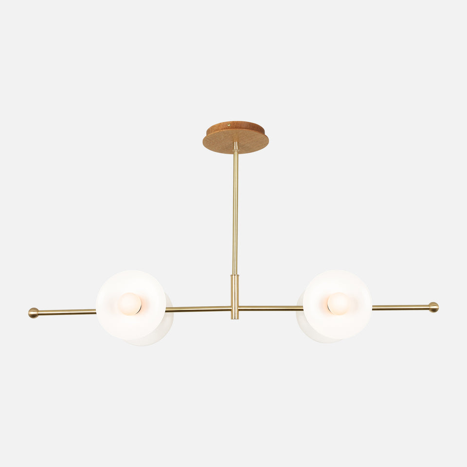 White Oak, Classic Brass, Satin White Shade