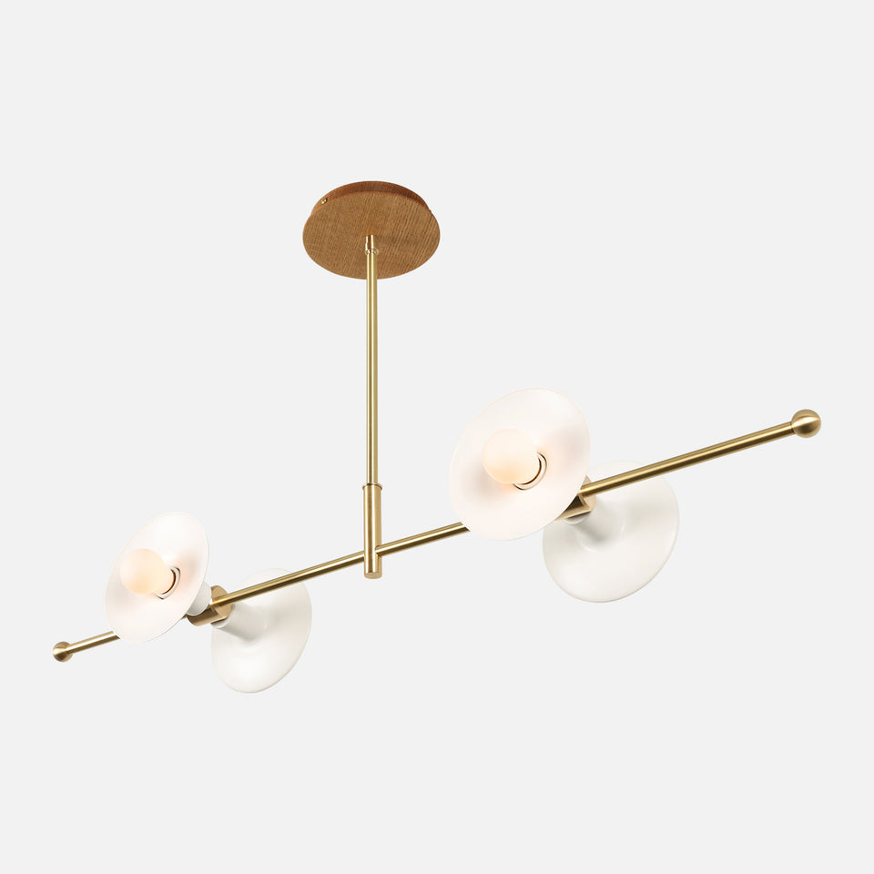White Oak, Classic Brass, Satin White Shade
