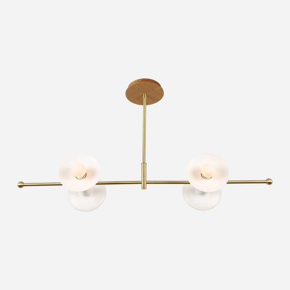 White Oak, Classic Brass, Satin White Shade
