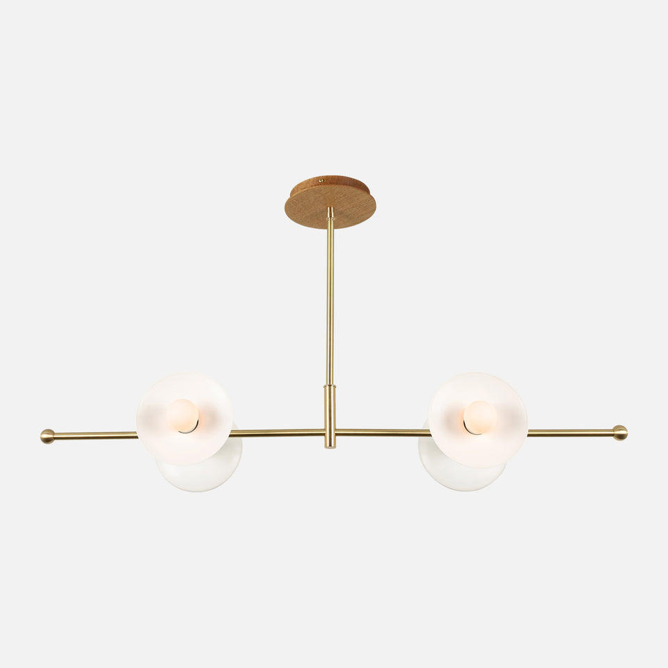 White Oak, Classic Brass, Satin White Shade