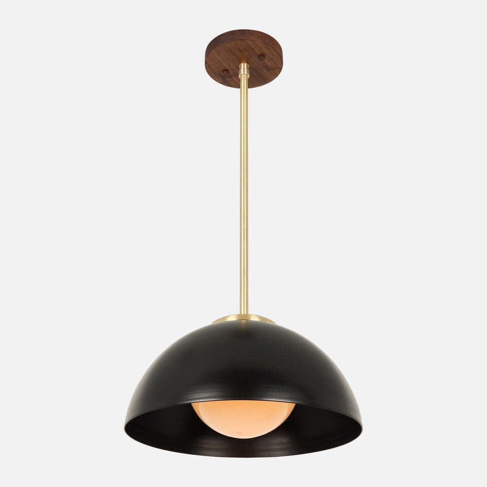 Walnut, Classic Brass, Matte Black Shade