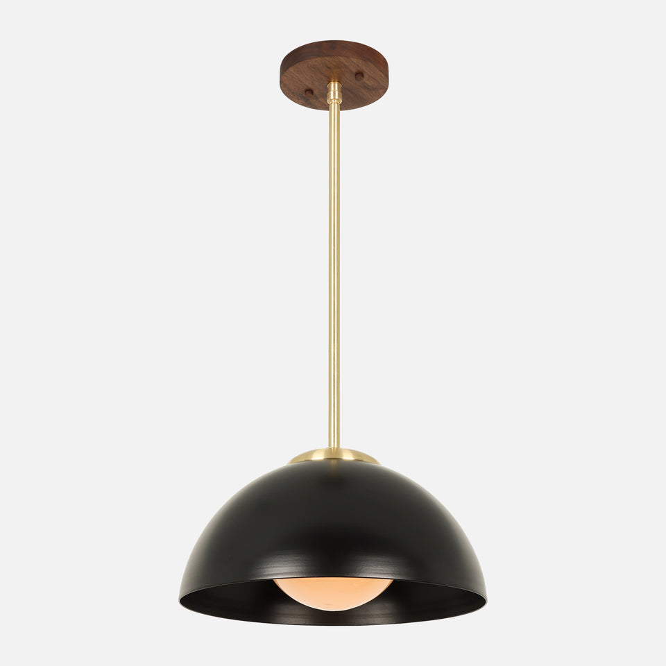 Walnut, Classic Brass, Matte Black Shade