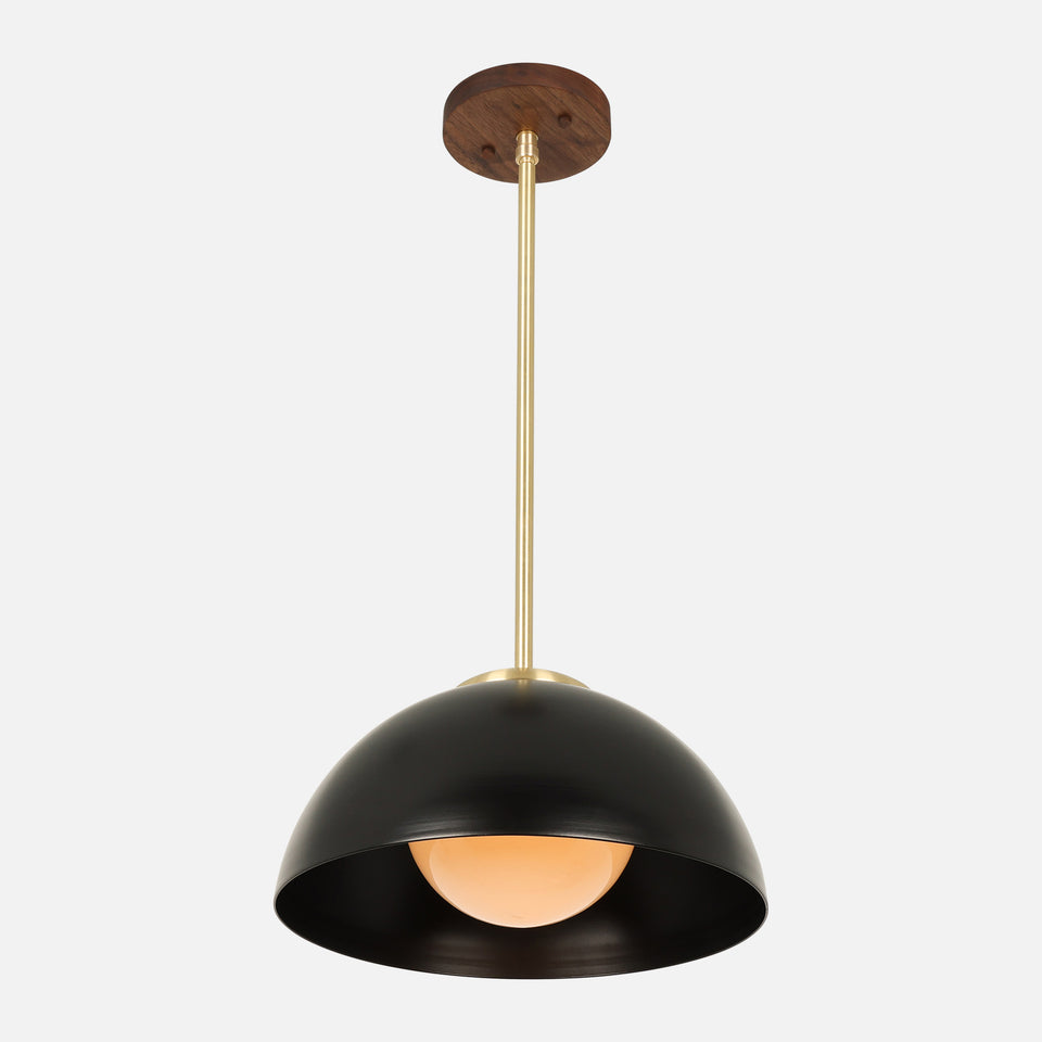 Walnut, Classic Brass, Matte Black Shade