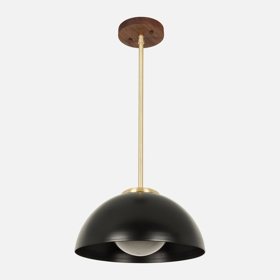 Walnut, Classic Brass, Matte Black Shade