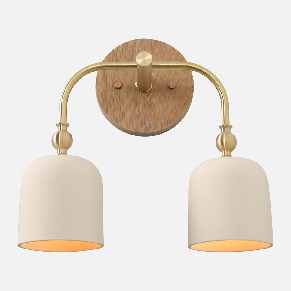 Cornsilk Oak, Classic Brass, White Porcelain