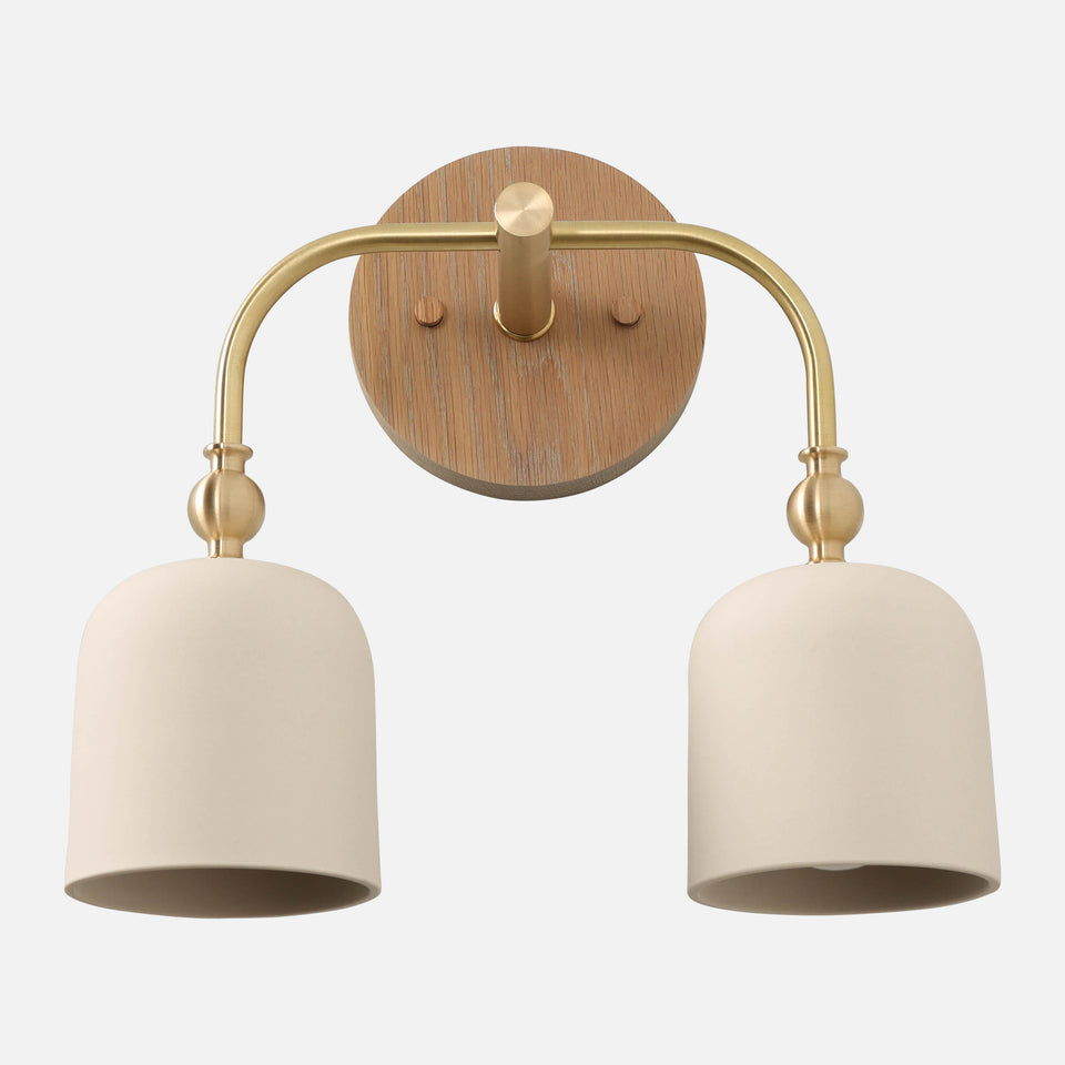 Cornsilk Oak, Classic Brass, White Porcelain