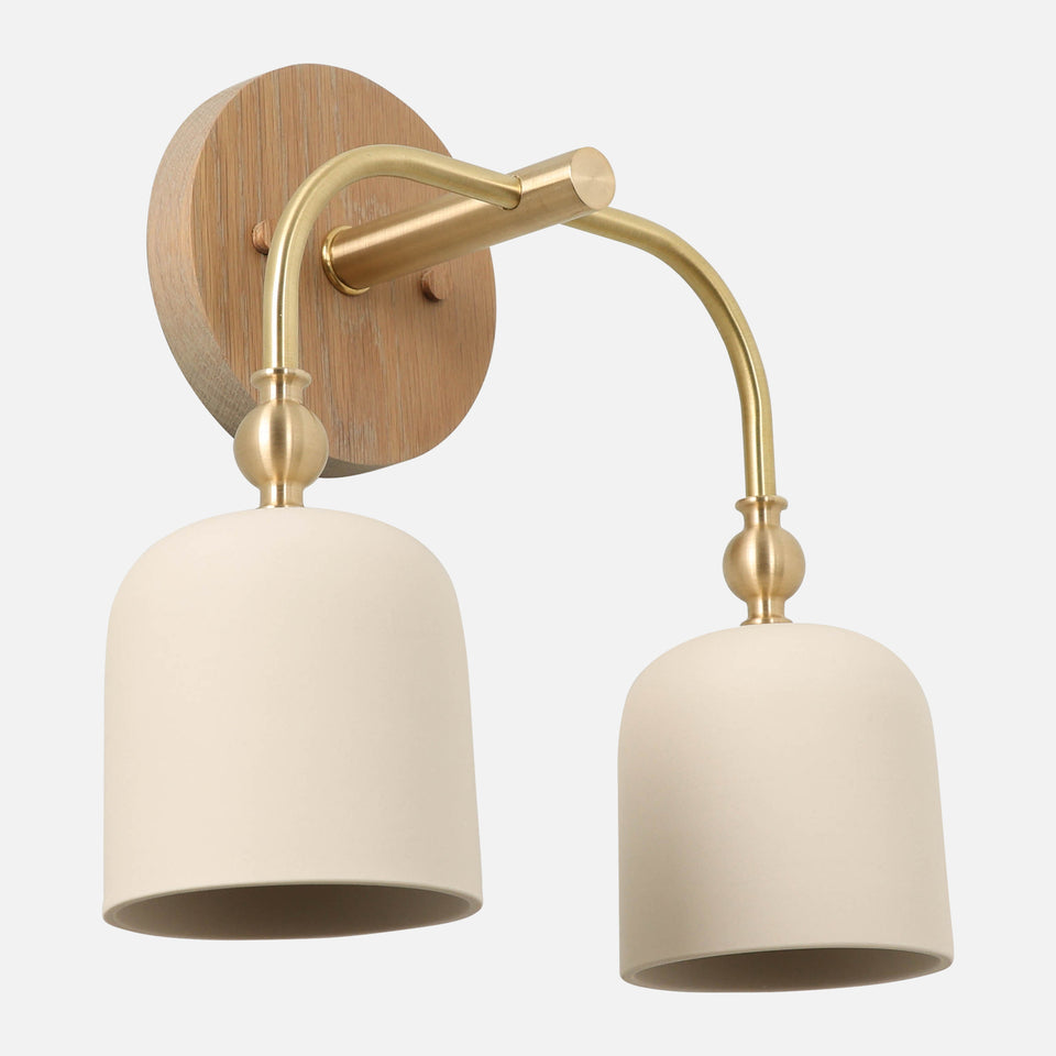Cornsilk Oak, Classic Brass, White Porcelain