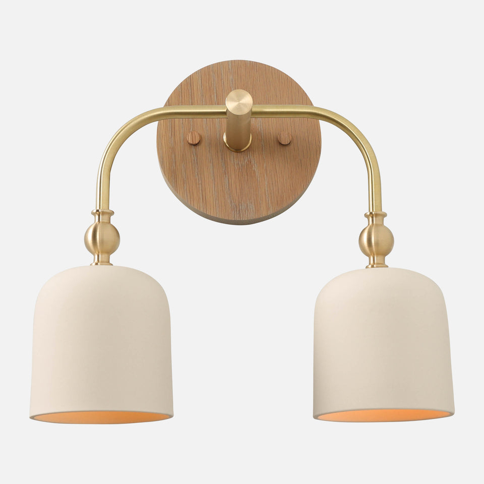 Cornsilk Oak, Classic Brass, White Porcelain