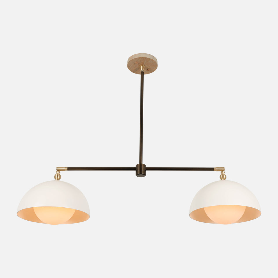 Cornsilk Oak, Coated Bronze Arms, Classic Brass Accents, Satin White Shades