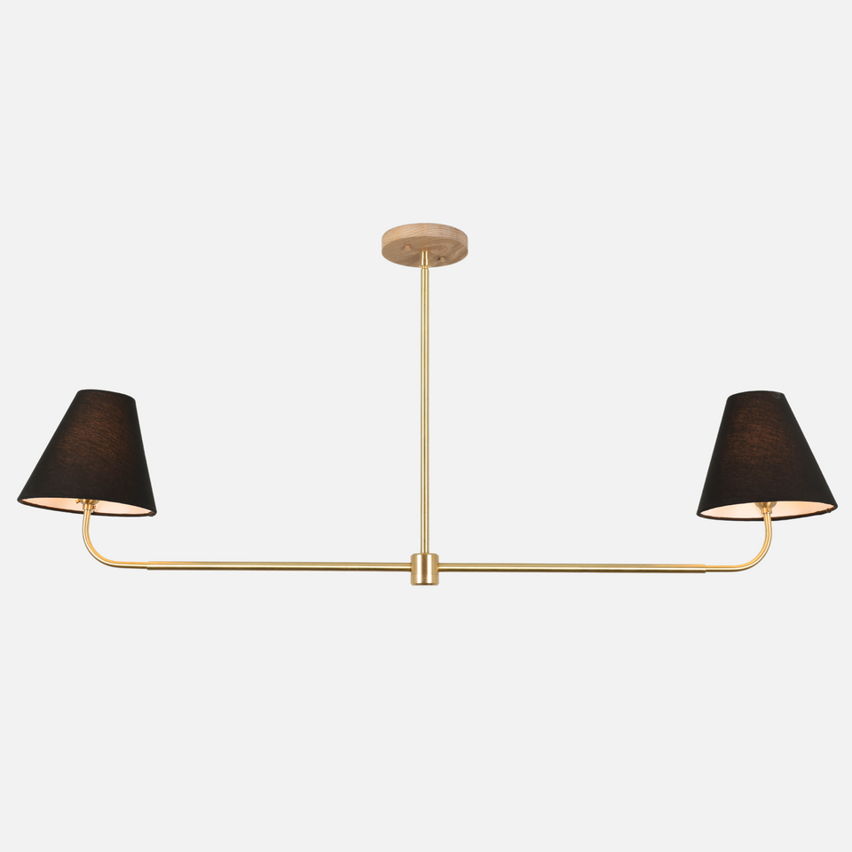 Cornsilk Oak, Classic Brass, Black Linen Shade