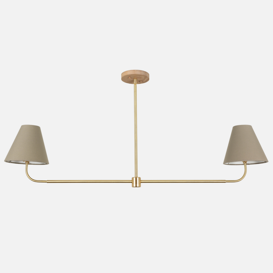 Cornsilk Oak, Classic Brass, Sage Linen Shade