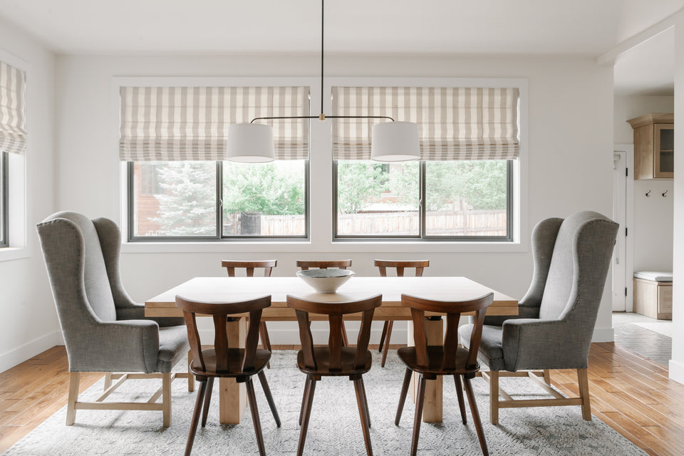 Matte Black Arms, Classic Brass Accent, White Linen