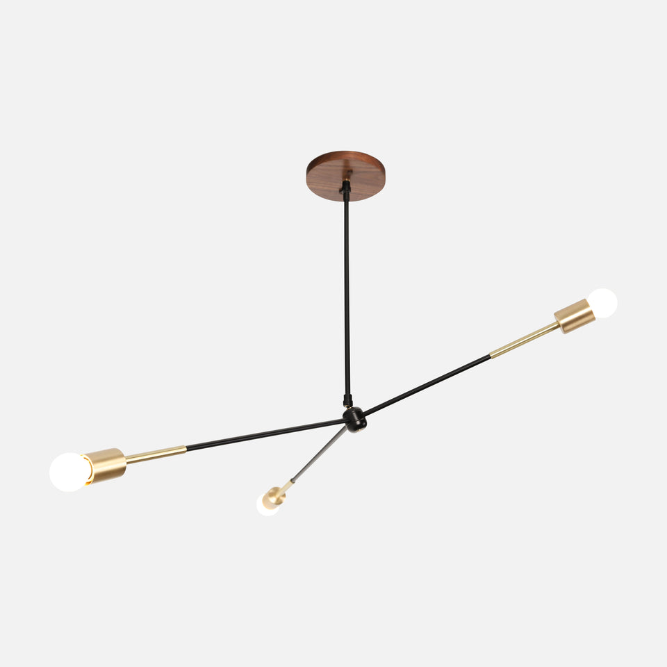 Walnut, Matte Black Arms, Classic Brass Accents