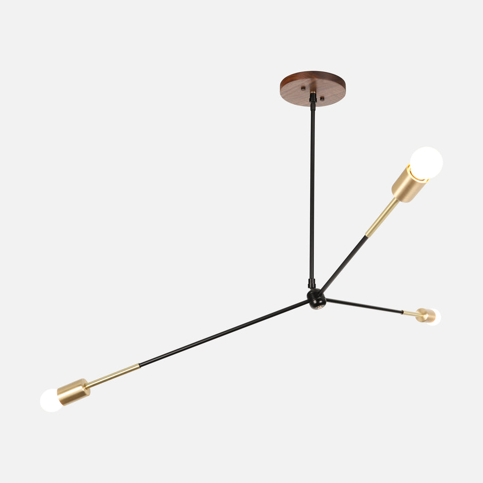 Walnut, Matte Black Arms, Classic Brass Accents