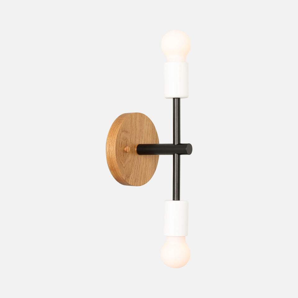 White Oak, Matte Black Primary, Satin White Accent