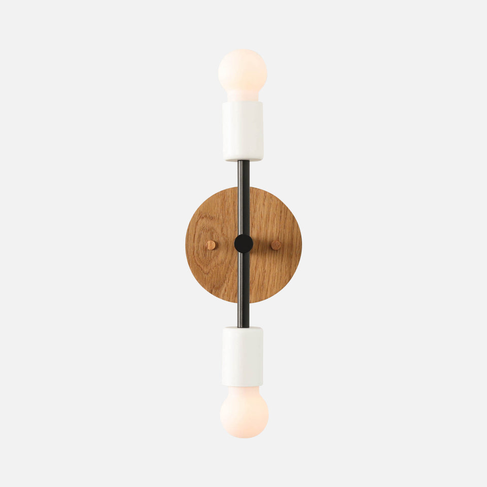 White Oak, Matte Black Primary, Satin White Accent