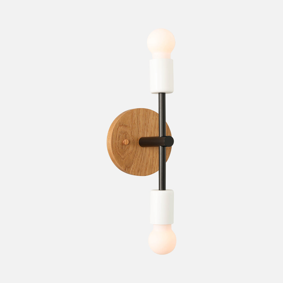 White Oak, Matte Black Primary, Satin White Accent