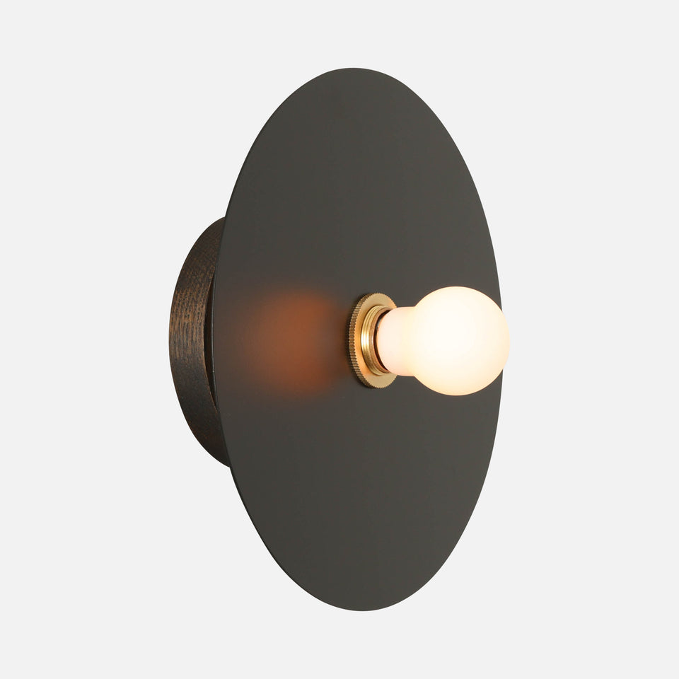 Charcoal Oak, Matte Black Shade, Classic Brass Accent