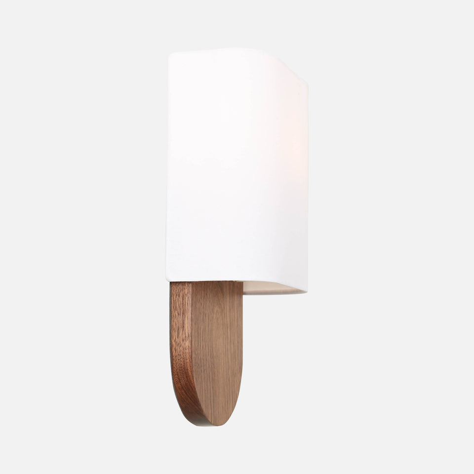 Walnut, White Linen Shade
