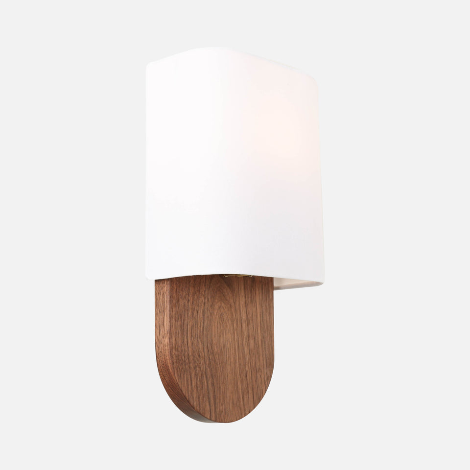 Walnut, White Linen Shade