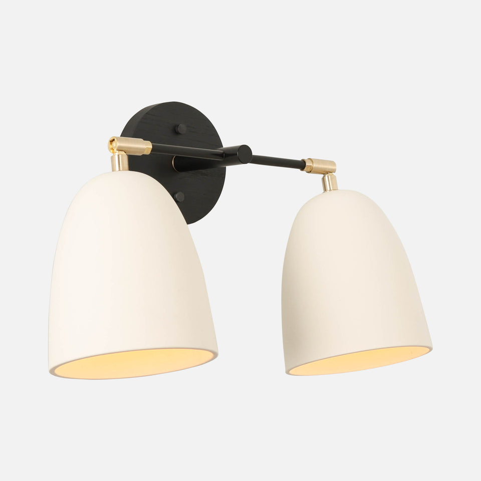 Black Ash, Matte Black Arms, Classic Brass Accents, White Porcelain