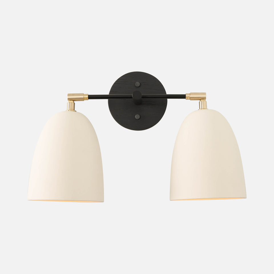 Black Ash, Matte Black Arms, Classic Brass Accents, White Porcelain