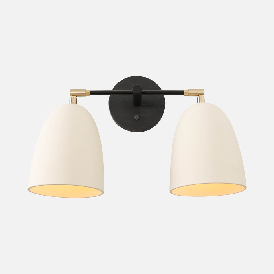 Black Ash, Matte Black Arms, Classic Brass Accents, White Porcelain