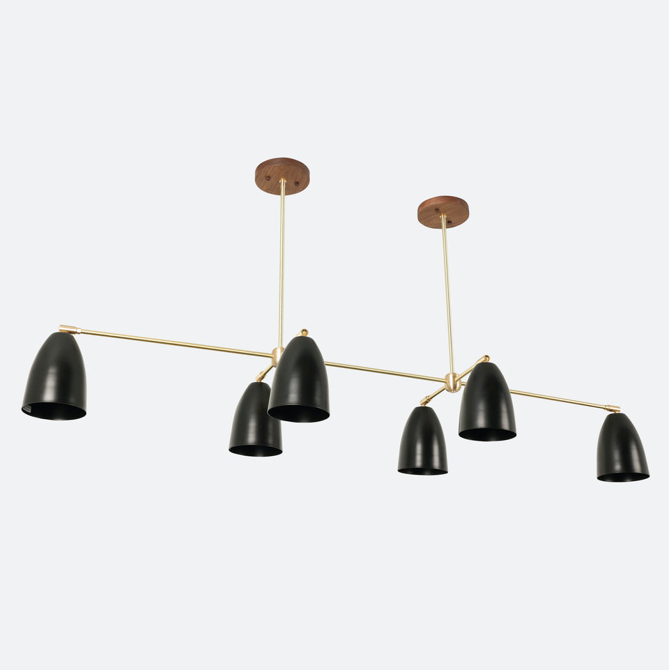 Walnut, Classic Brass, Matte Black Shades