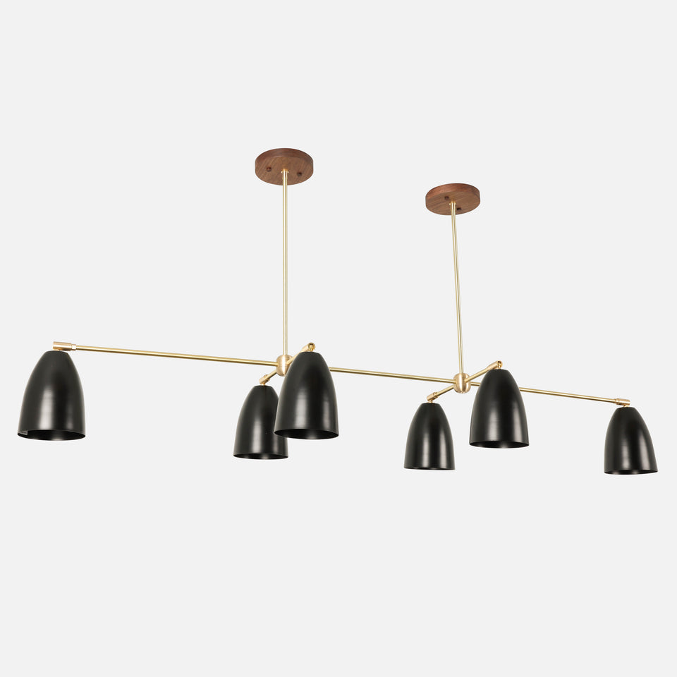 Walnut, Classic Brass, Matte Black Shades