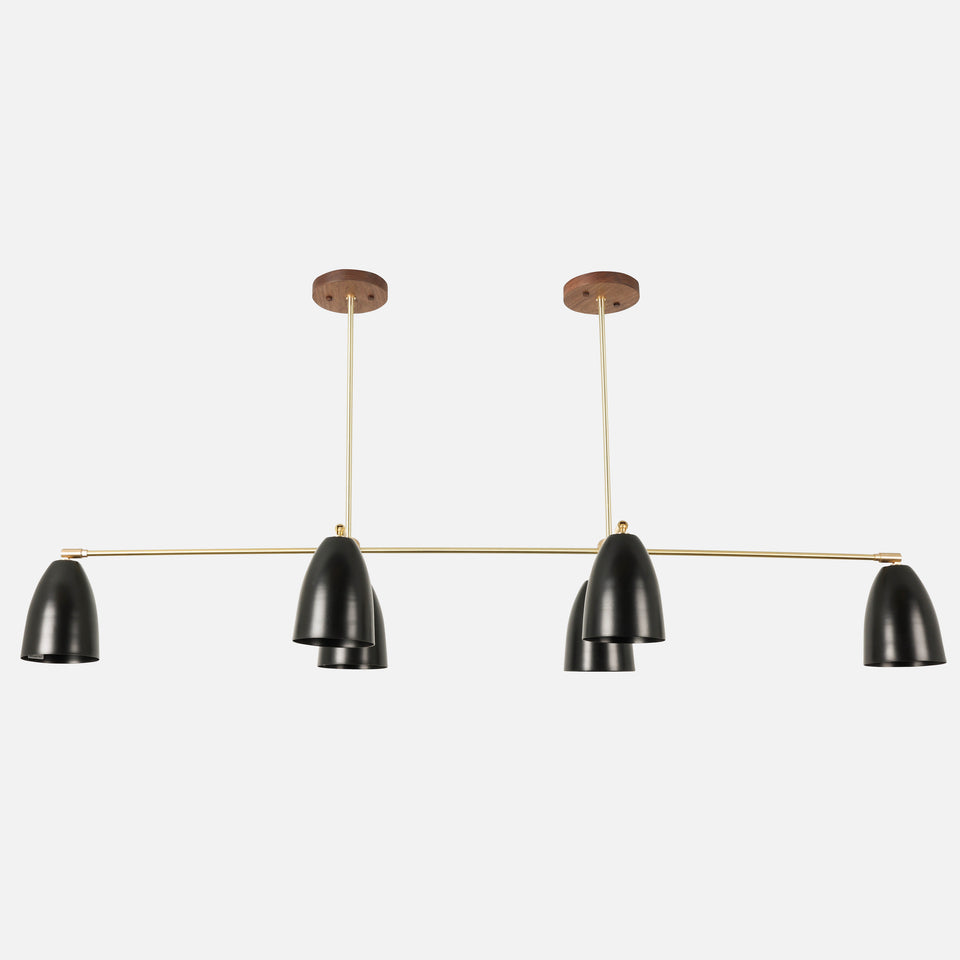 Walnut, Classic Brass, Matte Black Shades
