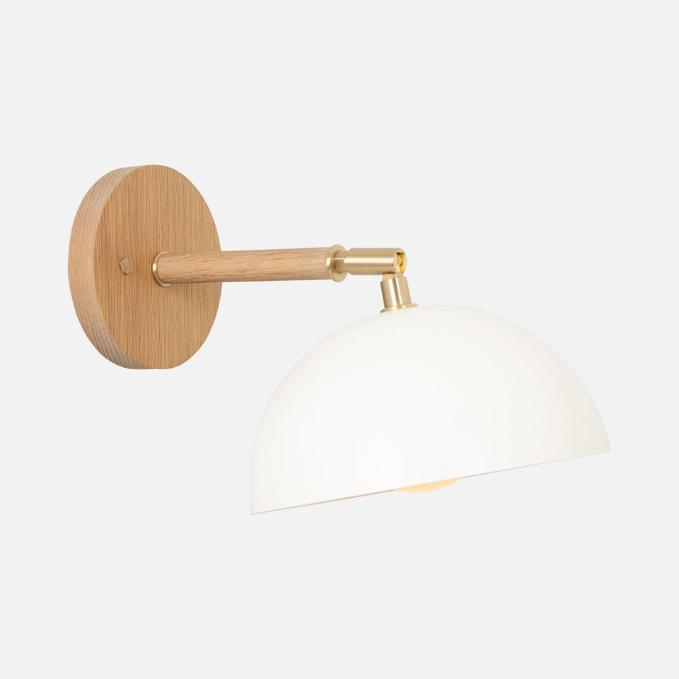 White Oak, Classic Brass, Satin White Shade