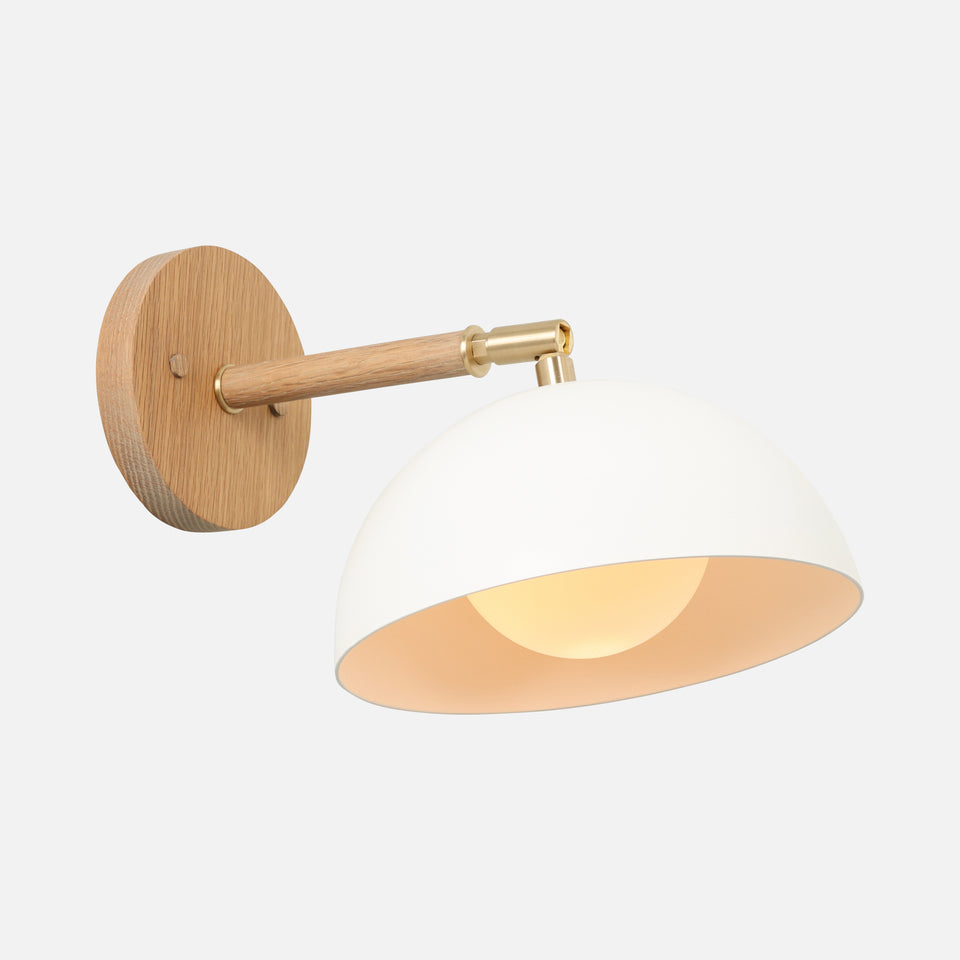 White Oak, Classic Brass, Satin White Shade