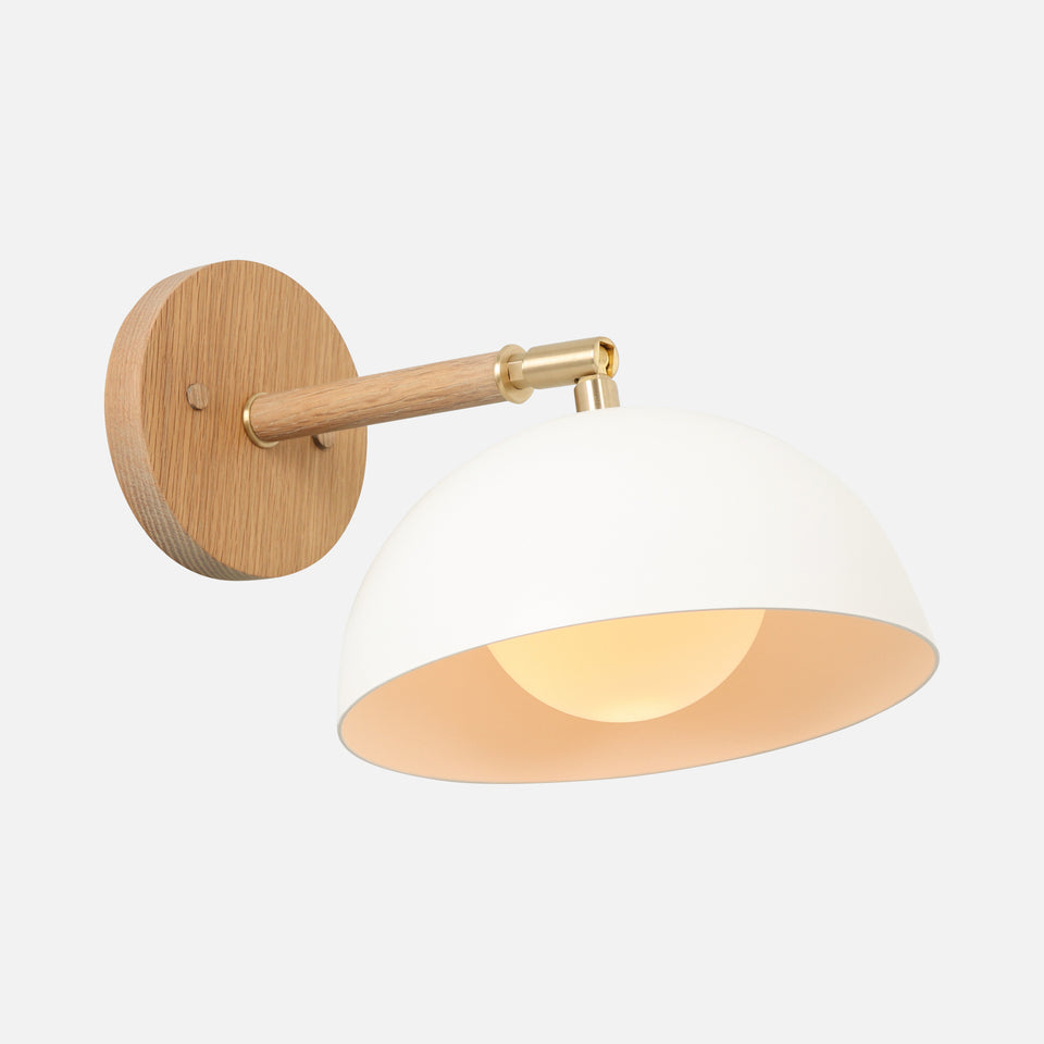 White Oak, Classic Brass, Satin White Shade