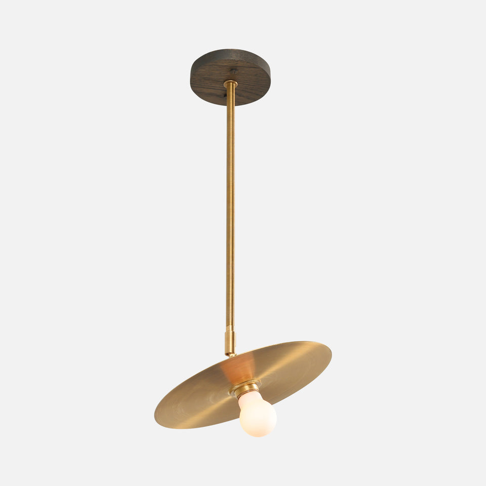 Charcoal Oak, Antique Brass Arm, Antique Brass Shade