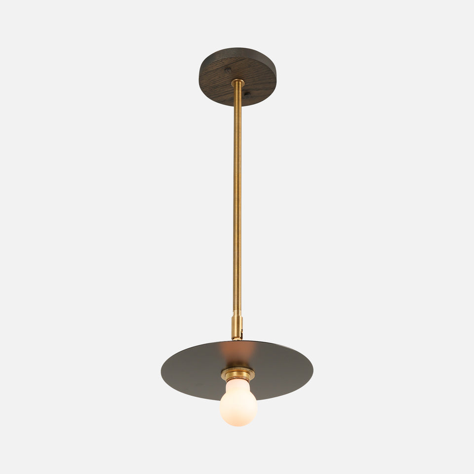 Charcoal Oak, Antique Brass, Matte Black Shade