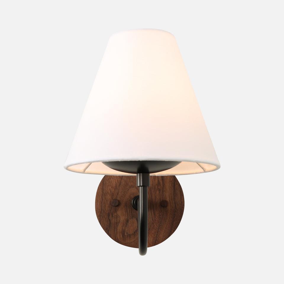 Walnut, Matte Black, White Linen