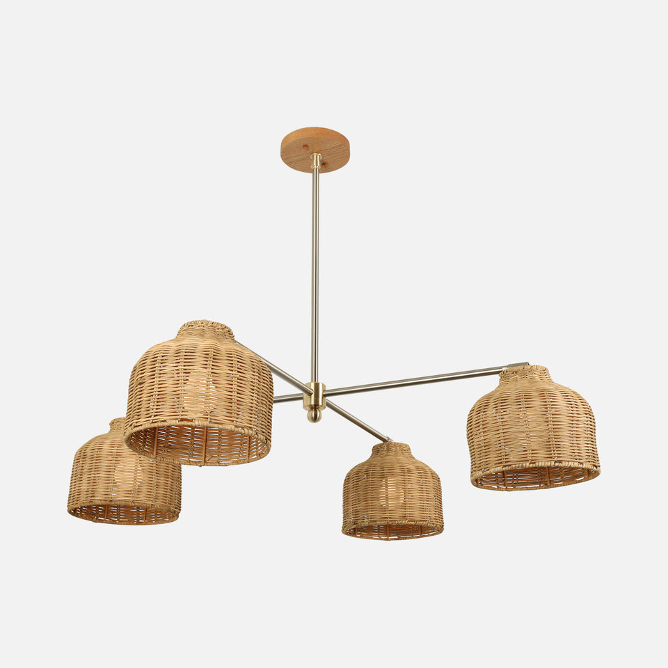 White Oak, Silver Arm, Classic Brass Accent, Natural Rattan