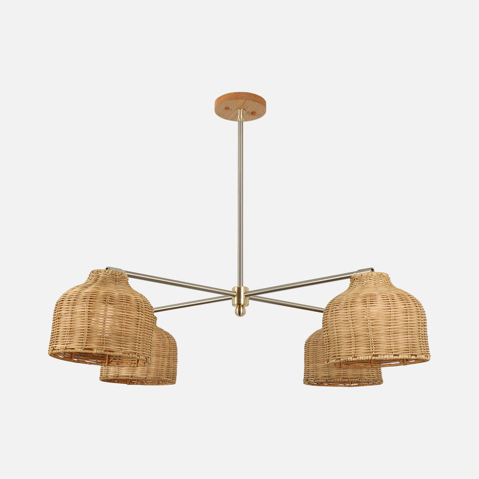 White Oak, Silver Arm, Classic Brass Accent, Natural Rattan