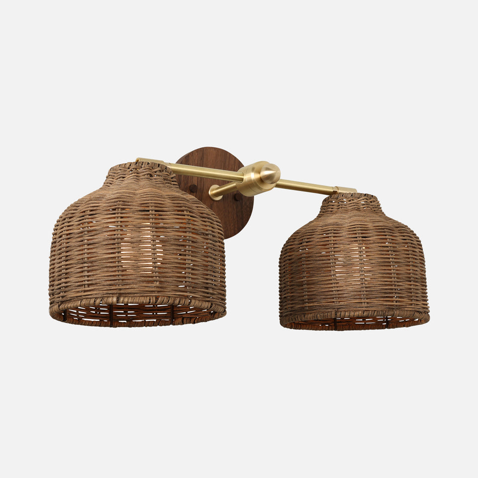 Charcoal Oak, Classic Brass, Brown Rattan