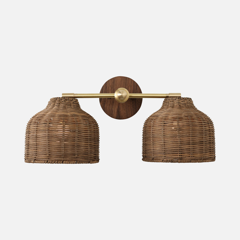 Charcoal Oak, Classic Brass, Brown Rattan