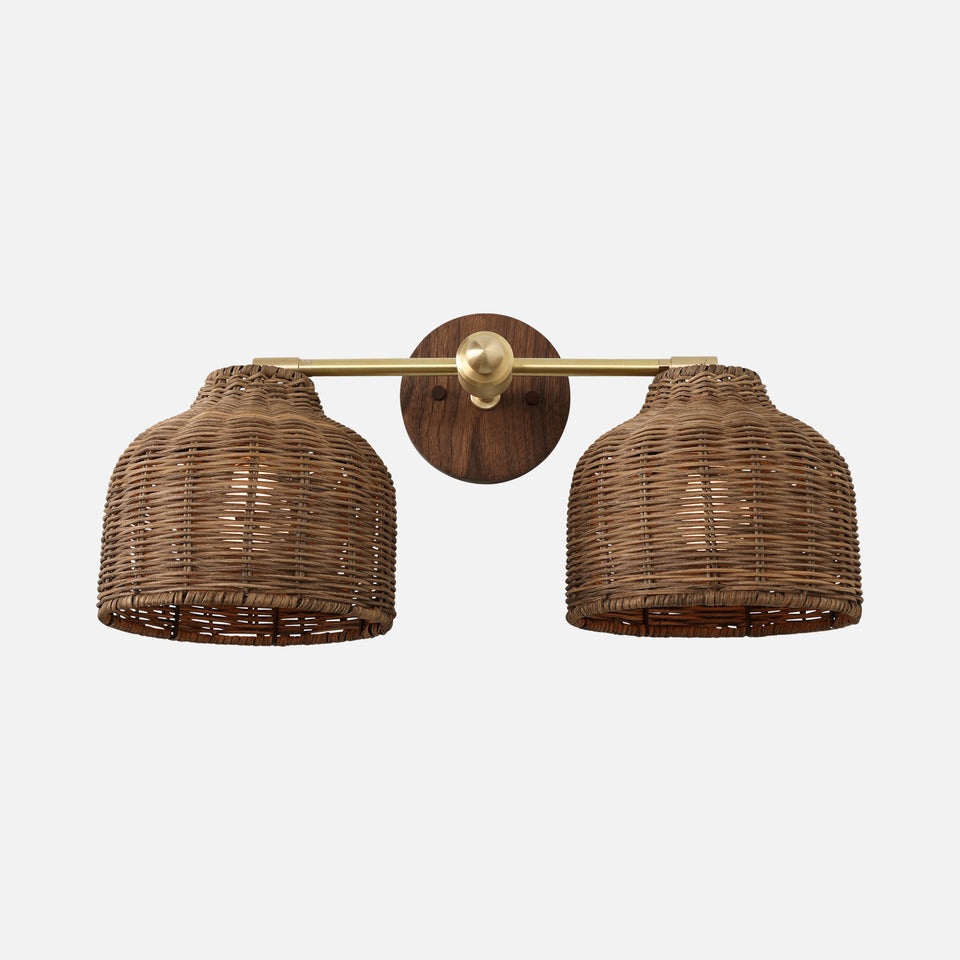 Charcoal Oak, Classic Brass, Brown Rattan