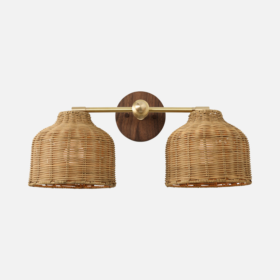 Charcoal Oak, Classic Brass, Natural Rattan
