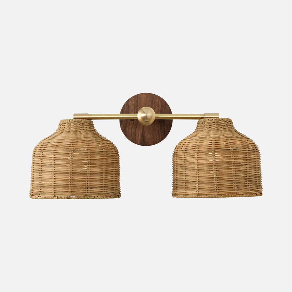 Charcoal Oak, Classic Brass, Natural Rattan