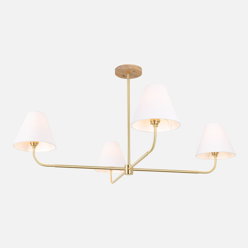 Cornsilk Oak, Classic Brass, White Linen Shade