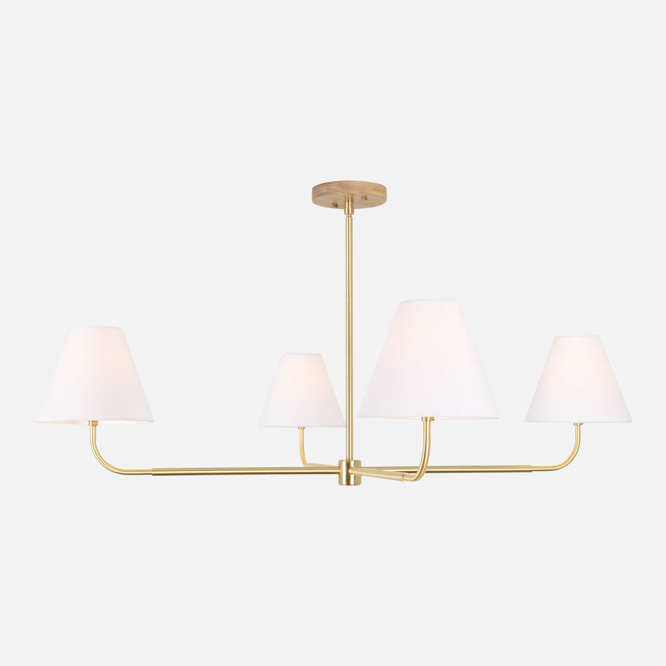Cornsilk Oak, Classic Brass, White Linen Shade