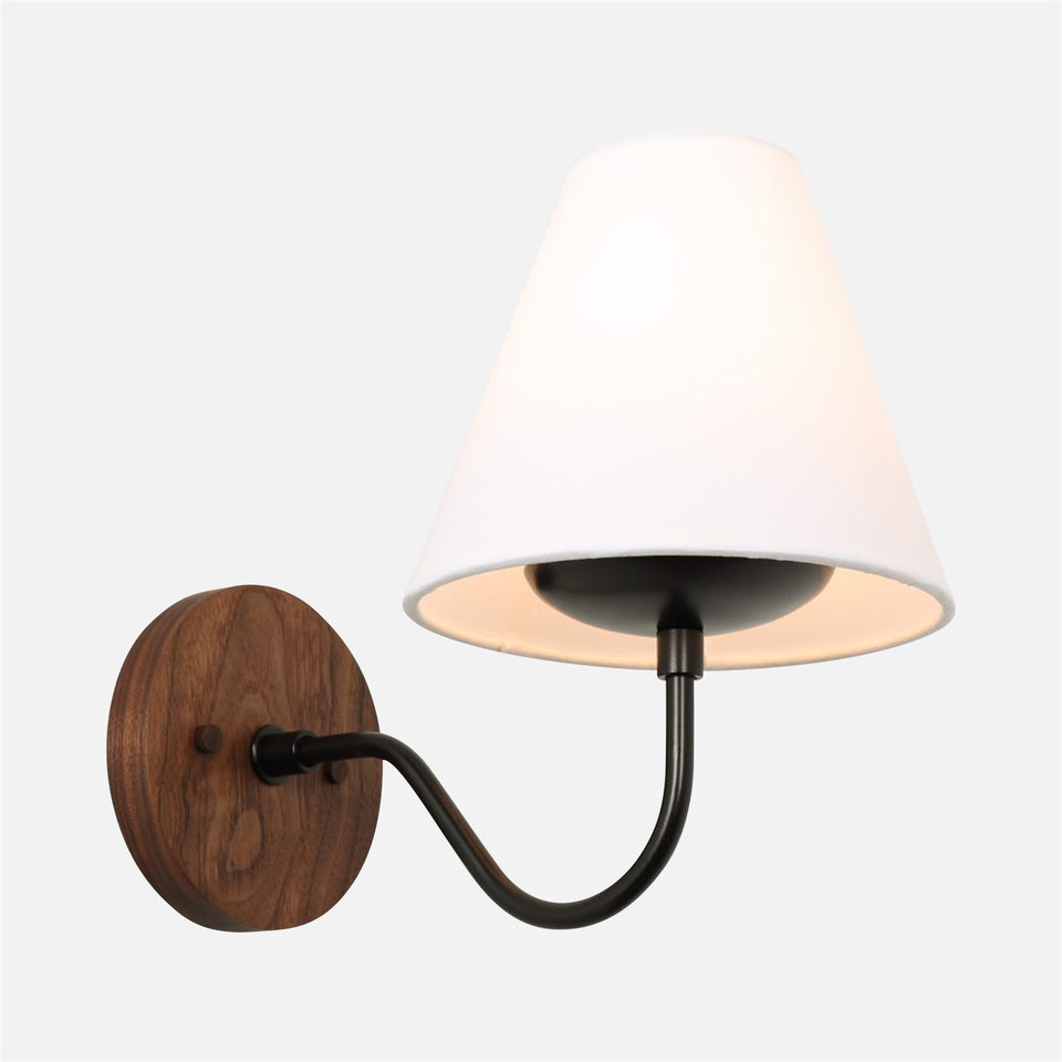 Walnut, Matte Black, White Linen