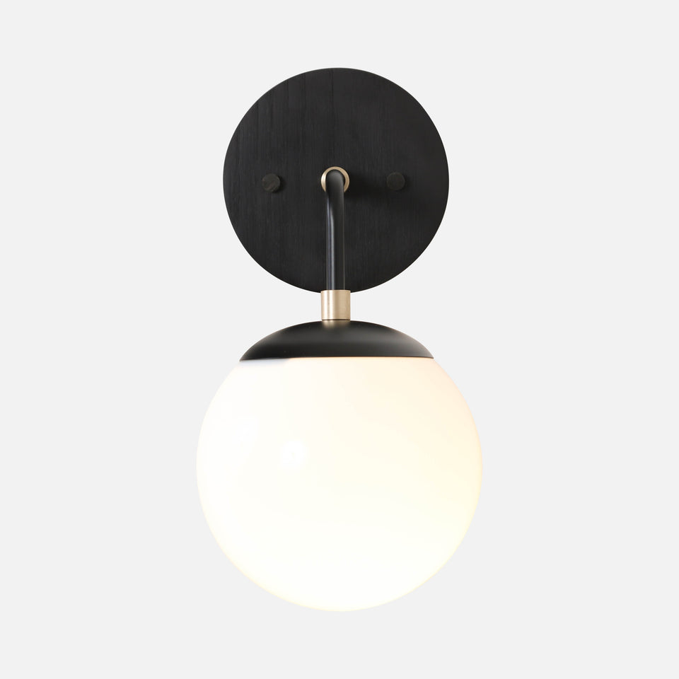 Black Ash, Matte Black Arm/Shade, Classic Brass Accents, Original Frosted
